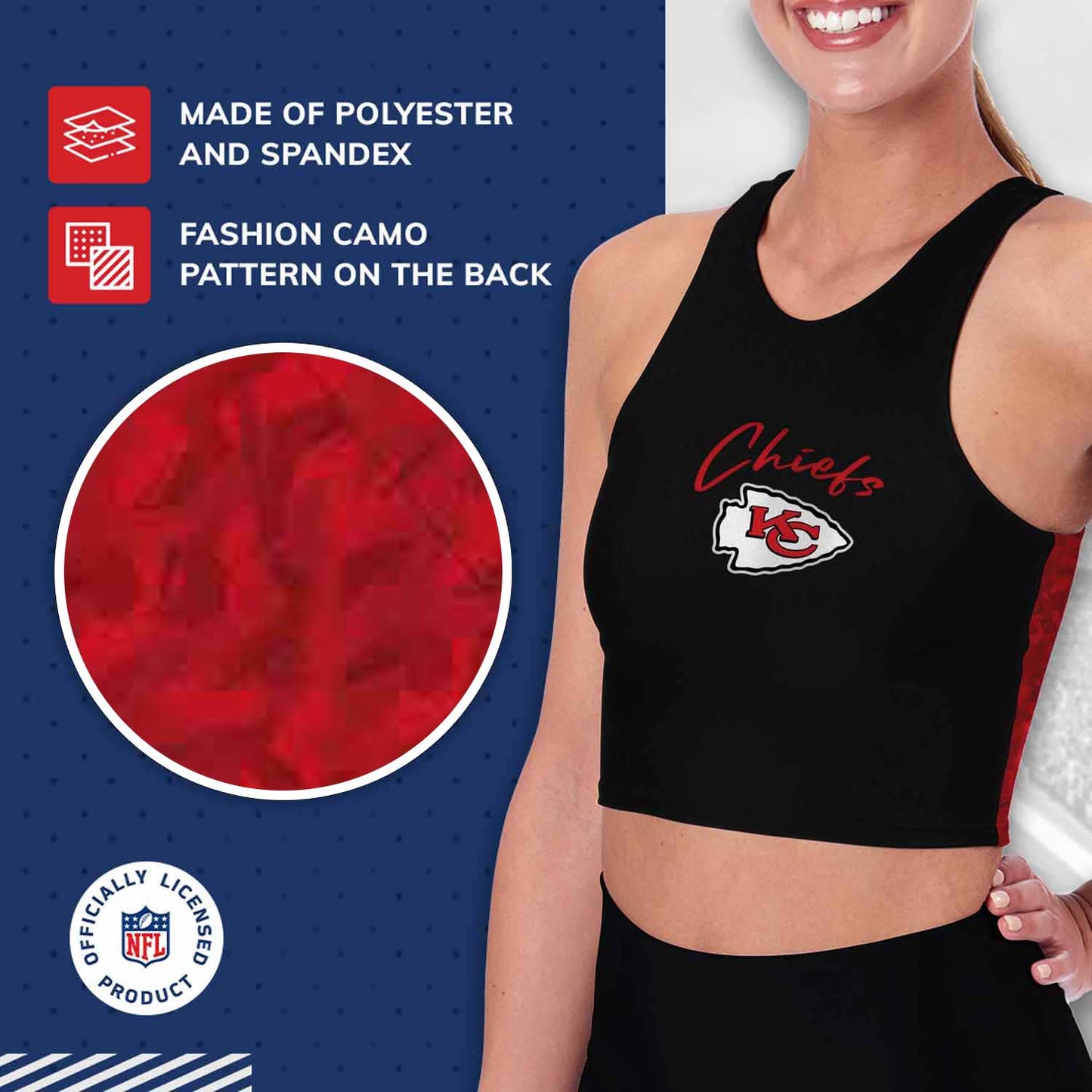 Kansas City Chiefs NFL Women's Sports Bra Activewear - Black