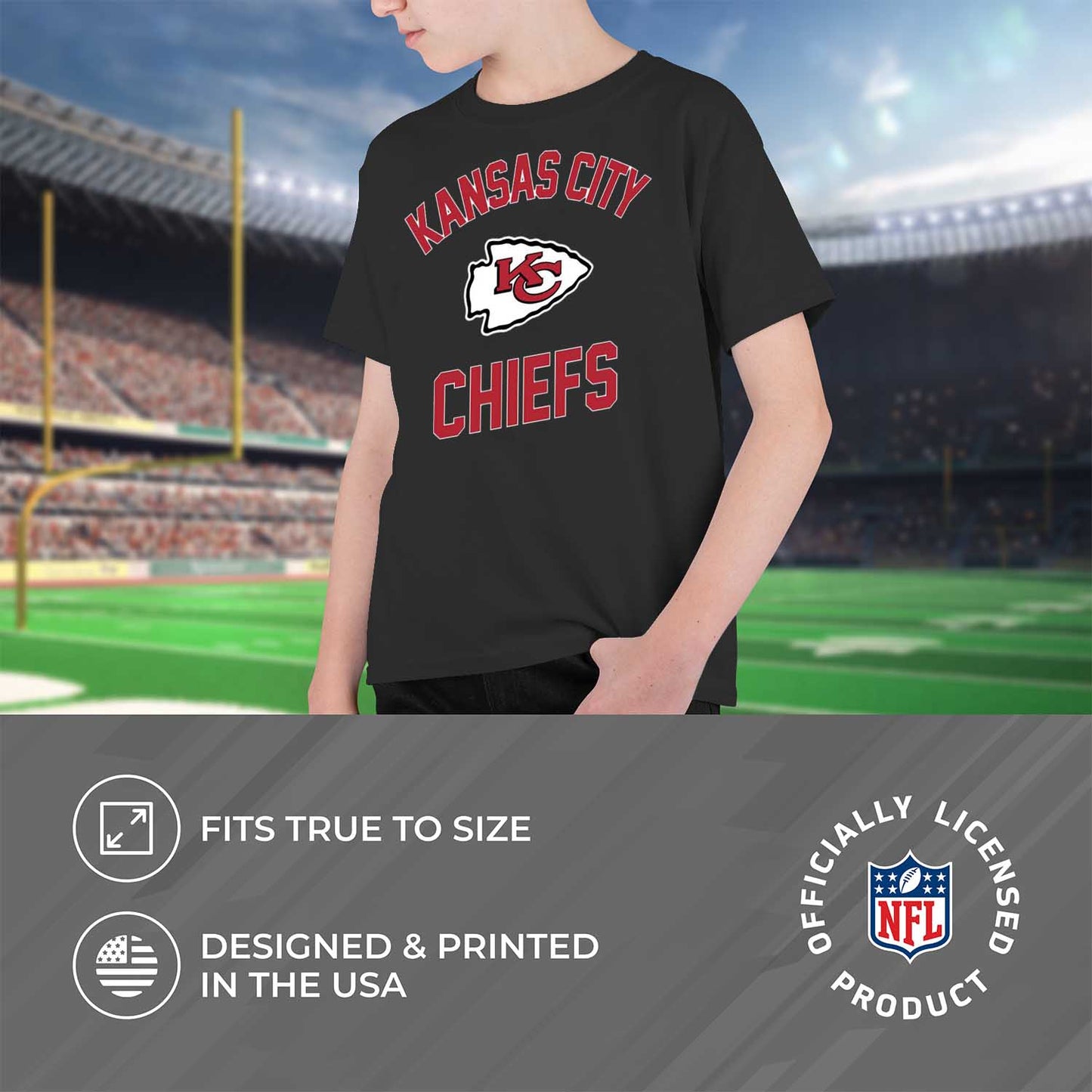 Kansas City Chiefs NFL Youth Gameday Football T-Shirt - Black