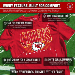Kansas City Chiefs NFL Youth Overtime Blueprint Football T-Shirt Unisex Tag Free Comfortable - Red
