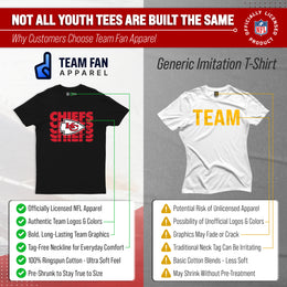 Kansas City Chiefs NFL Youth Repeating Logo Football T-Shirt Unisex Tag Free Comfortable - Black