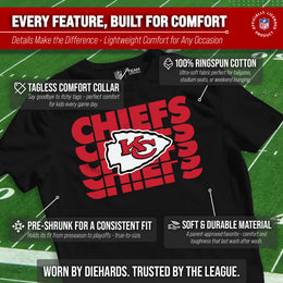 Kansas City Chiefs NFL Youth Repeating Logo Football T-Shirt Unisex Tag Free Comfortable - Black