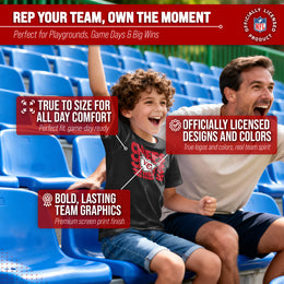 Kansas City Chiefs NFL Youth Repeating Logo Football T-Shirt Unisex Tag Free Comfortable - Black