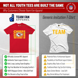 Kansas City Chiefs NFL Youth Repeating Logo Football T-Shirt Unisex Tag Free Comfortable - Red