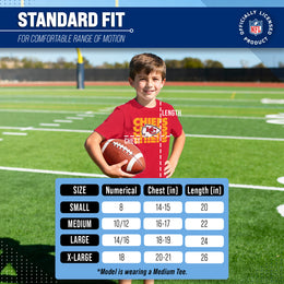 Kansas City Chiefs NFL Youth Repeating Logo Football T-Shirt Unisex Tag Free Comfortable - Red