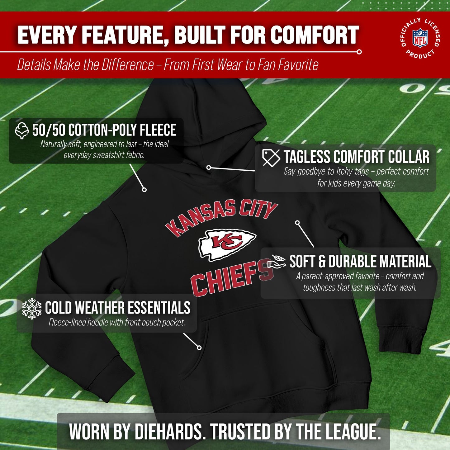 Kansas City Chiefs NFL Youth Gameday Hooded Sweatshirt - Black