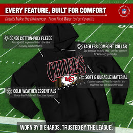 Kansas City Chiefs NFL Youth Overtime Blueprint Football Fleece Hooded Sweatshirt - Black