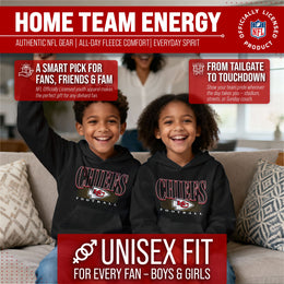 Kansas City Chiefs NFL Youth Overtime Blueprint Football Fleece Hooded Sweatshirt - Black