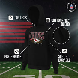 Kansas City Chiefs NFL Youth Overtime Blueprint Football Fleece Hooded Sweatshirt - Black
