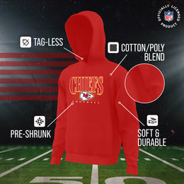 Kansas City Chiefs NFL Youth Overtime Blueprint Football Fleece Hooded Sweatshirt - Red