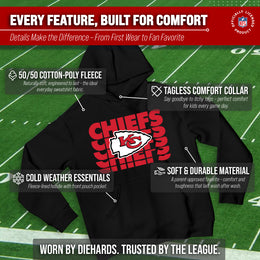 Kansas City Chiefs NFL Youth Repeating Logo Football Fleece Hooded Sweatshirt - Black