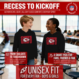 Kansas City Chiefs NFL Youth Repeating Logo Football Fleece Hooded Sweatshirt - Black