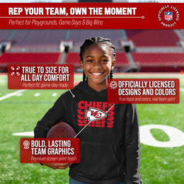 Kansas City Chiefs NFL Youth Repeating Logo Football Fleece Hooded Sweatshirt - Black