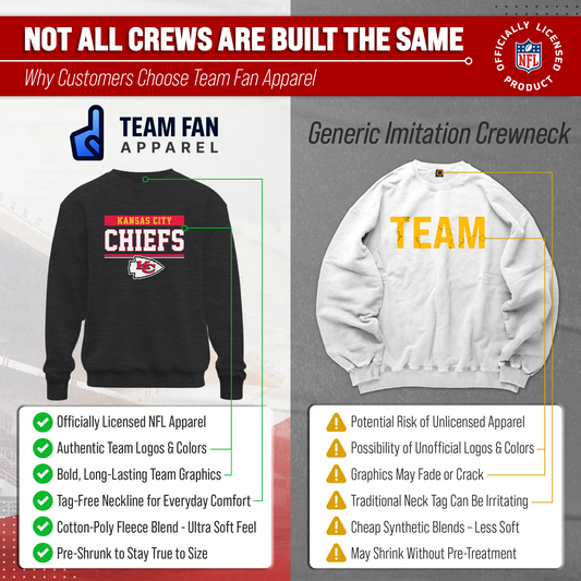 Kansas City Chiefs NFL Adult Long Sleeve Team Block Charcoal Crewneck Sweatshirt - Charcoal