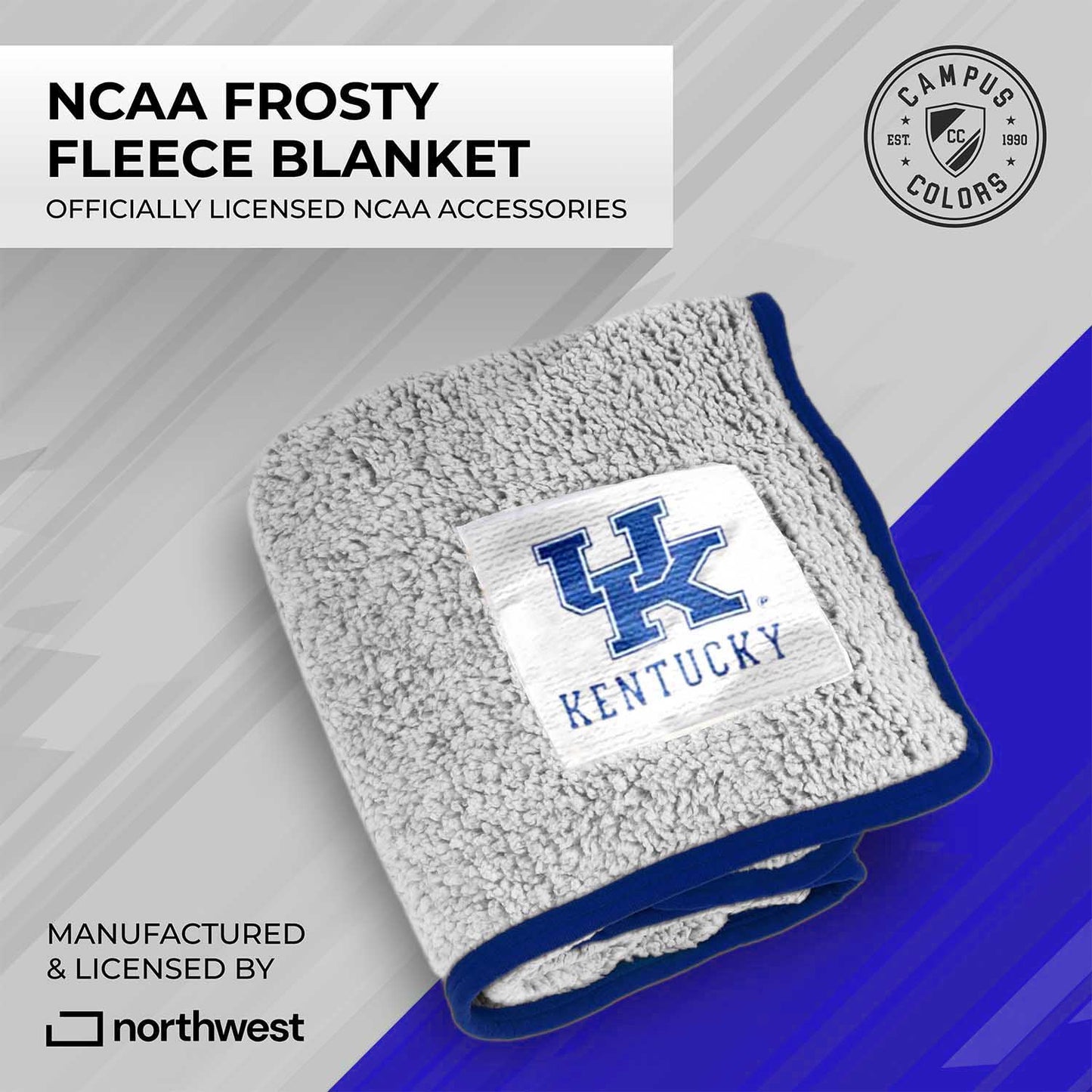 Kentucky Wildcats NCAA Silk Sherpa College Throw Blanket - Blue