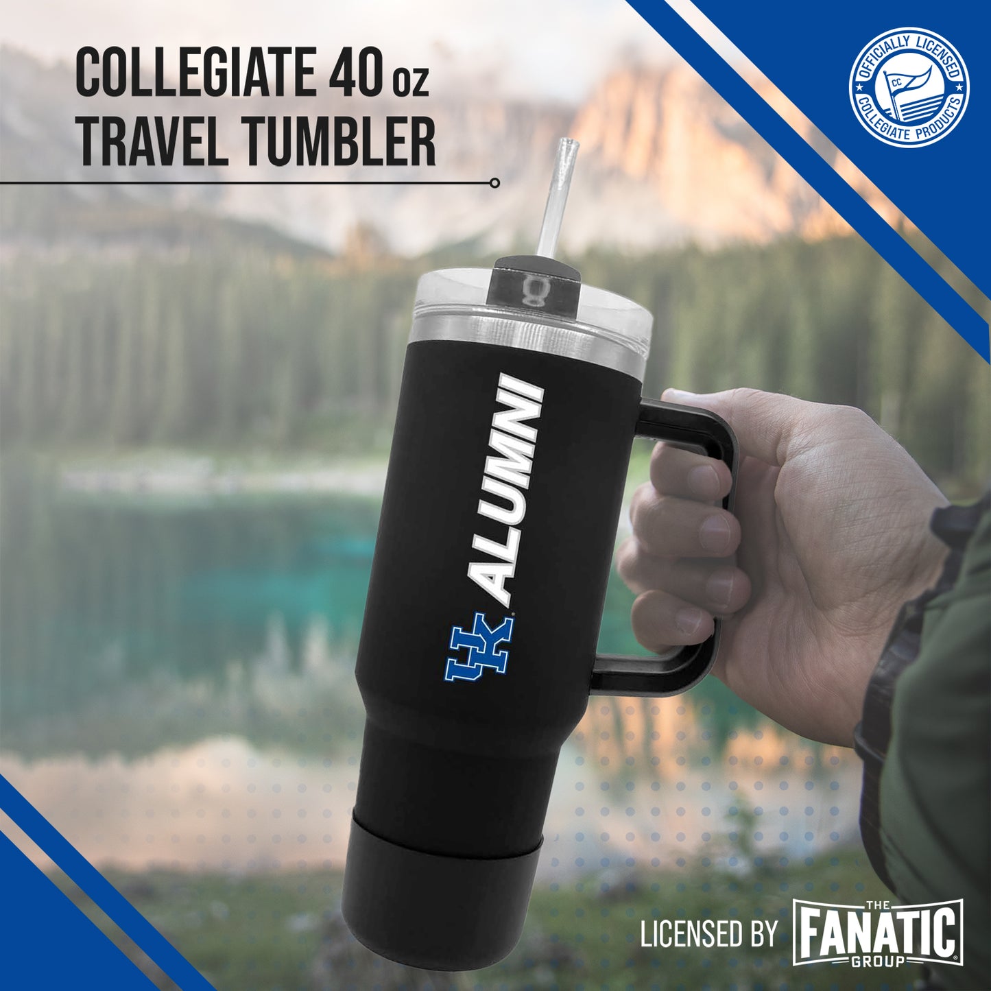 Kentucky Wildcats Collegiate 40oz Stainless Steel Travel Tumbler with Handle for Alumni - Black
