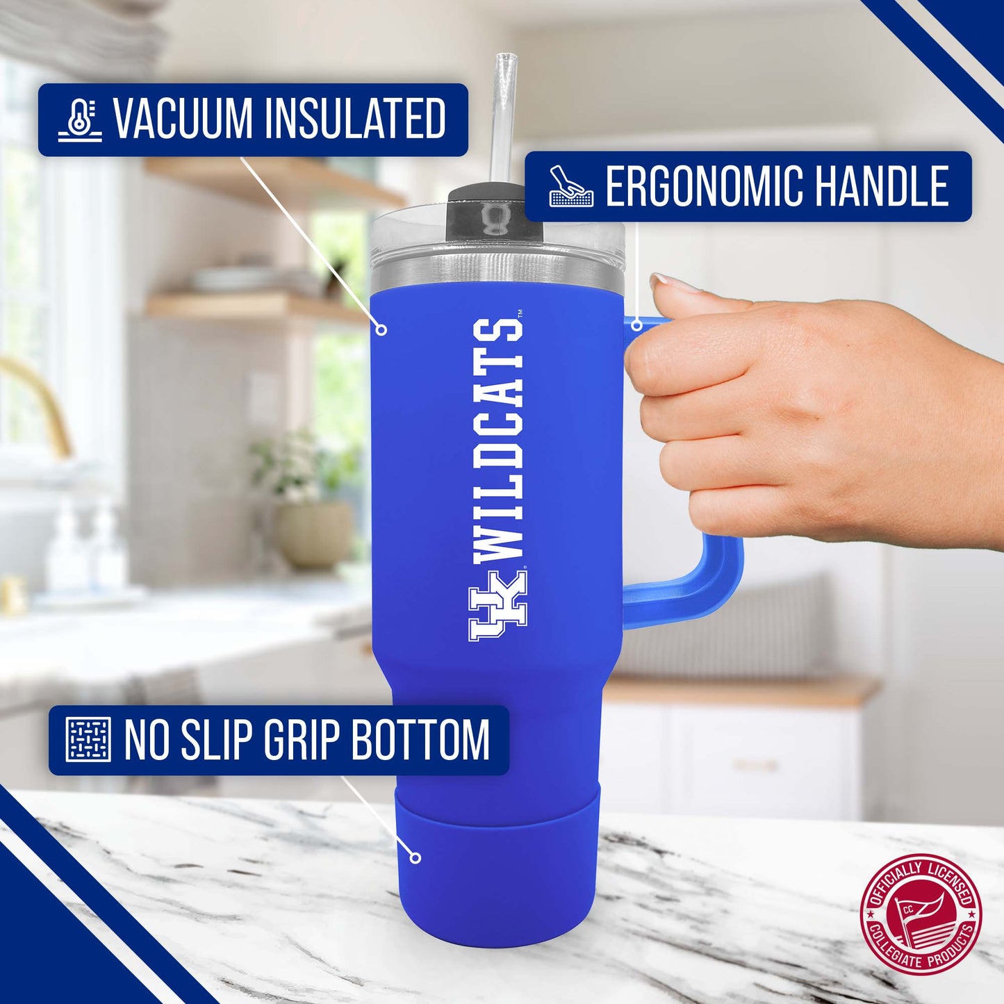 Kentucky Wildcats College & University 40 oz Travel Tumbler With Handle - Royal