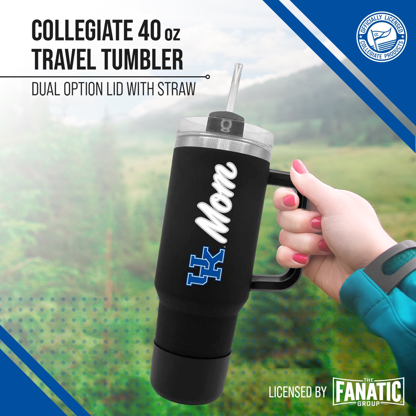 Kentucky Wildcats Collegiate 40oz Stainless Steel Travel Tumbler with Handle for Mom - Black