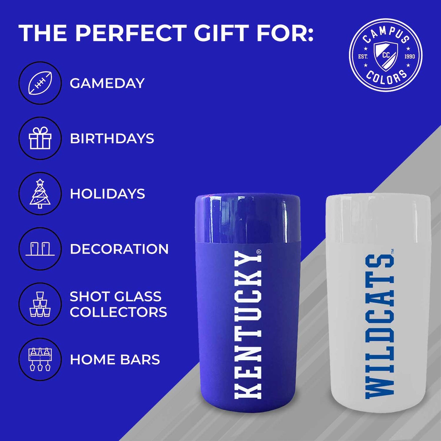 Kentucky Wildcats College and University 2-Pack Shot Glasses - Team Color