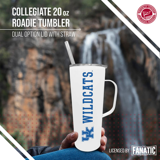 Kentucky Wildcats NCAA Stainless Steel 20oz Roadie With Handle & Dual Option Lid With Straw - White