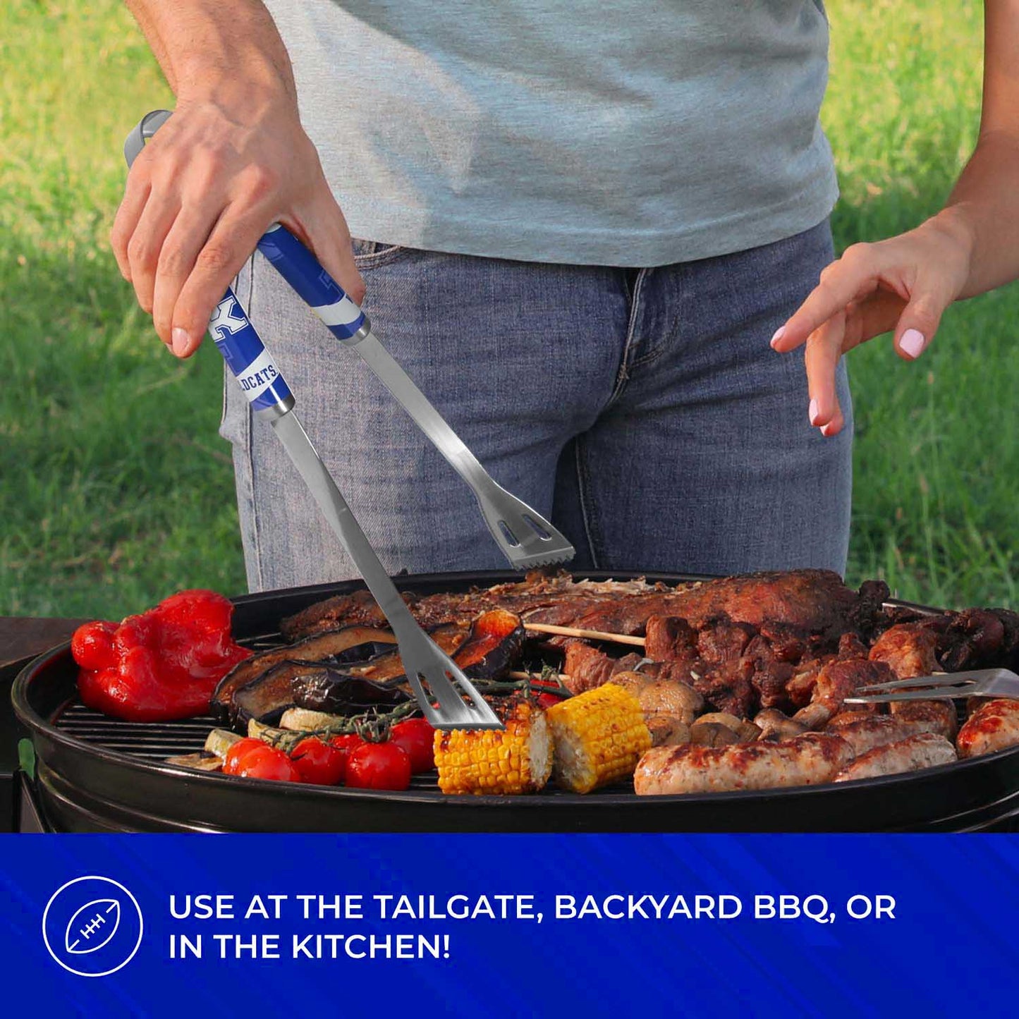 Kentucky Wildcats Collegiate University Two Piece Grilling Tools Set with 2 Magnet Chip Clips - Chrome