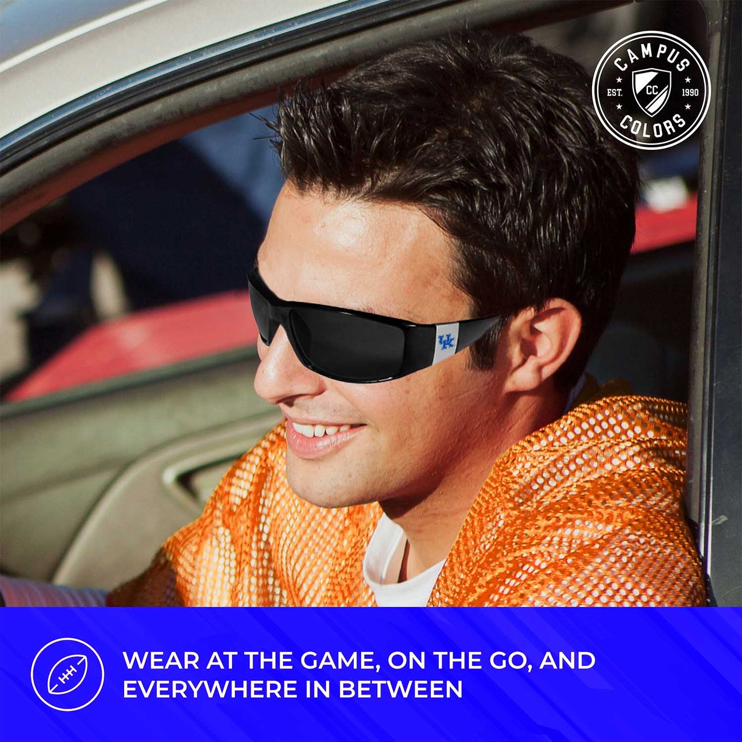 Kentucky Wildcats NCAA Black Chrome Sunglasses with Visor Clip Bundle - Black