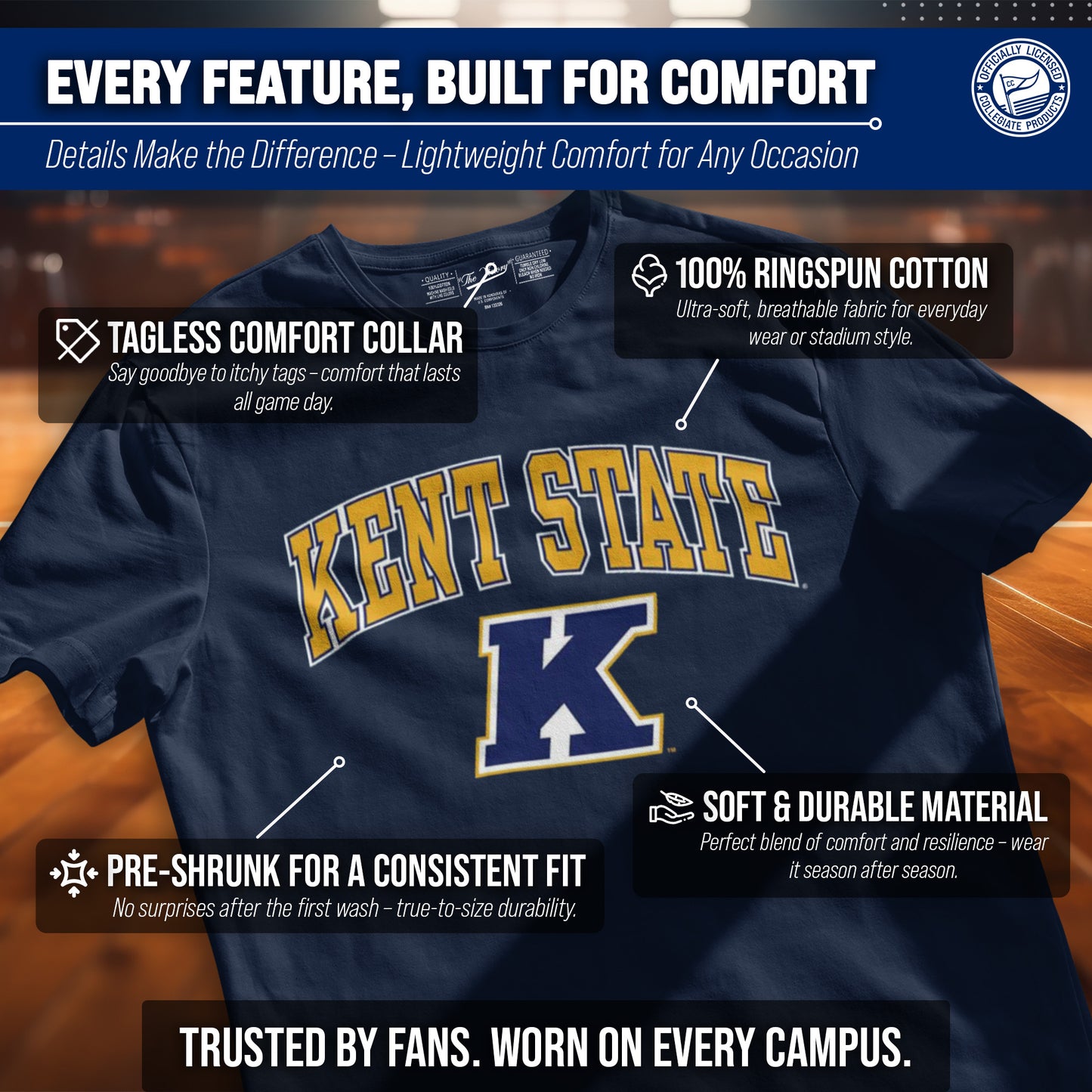 Kent State Golden Flashes NCAA Adult Gameday Cotton T-Shirt - Navy