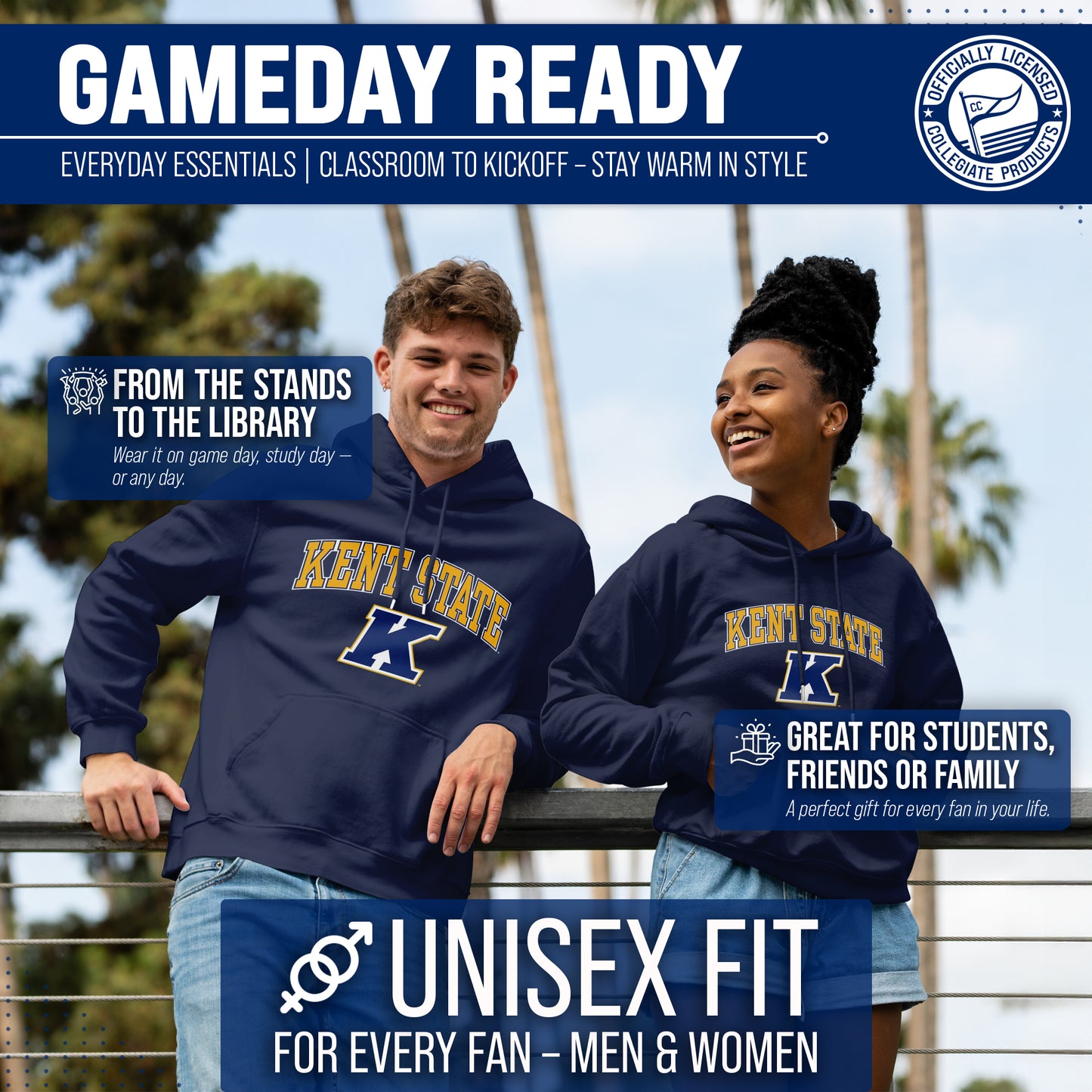 Kent State Golden Flashes Adult Arch & Logo Soft Style Gameday Hooded Sweatshirt - Navy