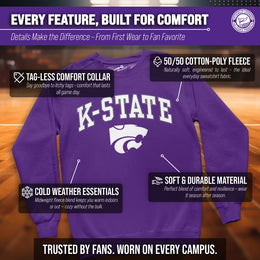 Kansas State Wildcats Adult Arch & Logo Soft Style Gameday Crewneck Sweatshirt - Purple