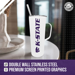 Kansas State Wildcats NCAA Stainless Steel 20oz Roadie With Handle & Dual Option Lid With Straw - White