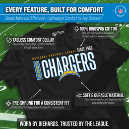 Los Angeles Chargers NFL Youth Modern Endzone Football T-Shirt Unisex Tag Free Comfortable - Black