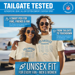 Los Angeles Chargers NFL Adult Big Date Tag-Less T-Shirt - Natural