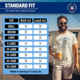 Los Angeles Chargers NFL Adult Big Date Tag-Less T-Shirt - Natural