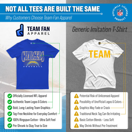 Los Angeles Chargers NFL Adult Overtime Blueprint Tag-Less T-Shirt - Royal