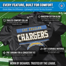 Los Angeles Chargers NFL Adult Team Block Tagless T-Shirt - Charcoal