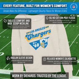 Los Angeles Chargers NFL Womens Vintage Charm French Terry Slouchy Top - Birch