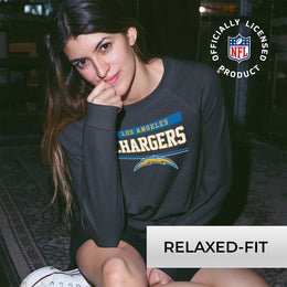 Los Angeles Chargers NFL Womens Charcoal Crew Neck Football Apparel - Charcoal