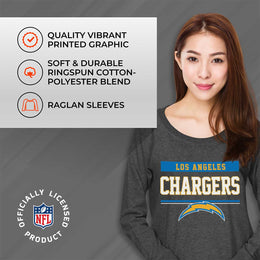 Los Angeles Chargers NFL Womens Charcoal Crew Neck Football Apparel - Charcoal