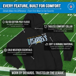 Los Angeles Chargers NFL Adult Unisex Modern Endzone Soft Fleece Hooded Sweatshirt - Black