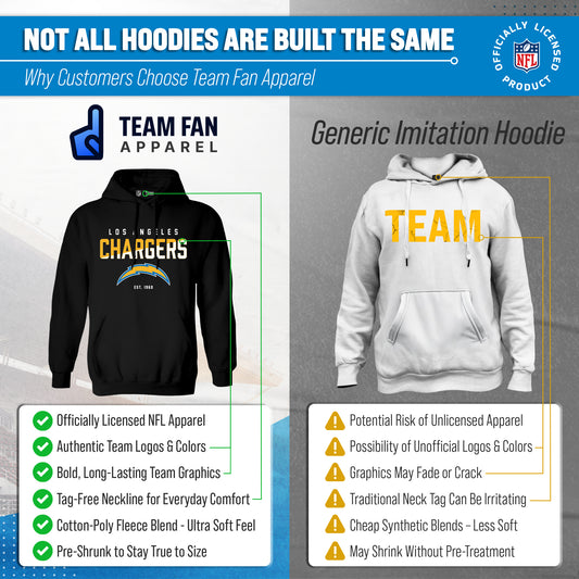 Los Angeles Chargers Adult NFL Diagonal Fade Fleece Hooded Sweatshirt - Black
