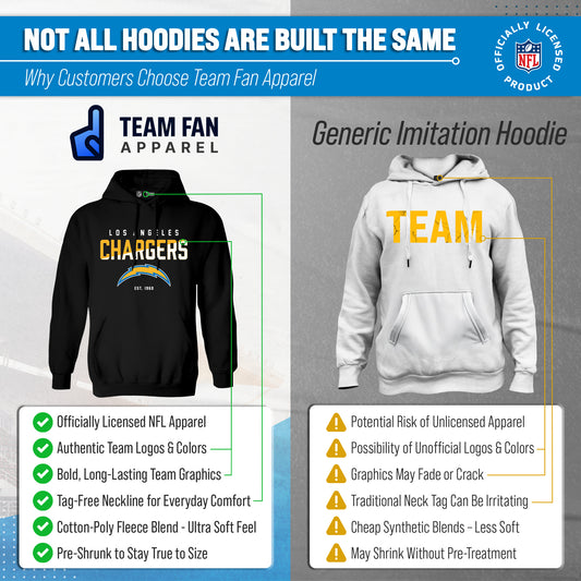 Los Angeles Chargers Adult NFL Diagonal Fade Fleece Hooded Sweatshirt - Black