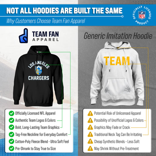 Los Angeles Chargers NFL Adult Unisex Retro Gameday Ultra Soft Fleece Hooded Sweatshirt - Black
