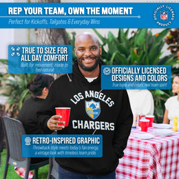 Los Angeles Chargers NFL Adult Unisex Retro Gameday Ultra Soft Fleece Hooded Sweatshirt - Black
