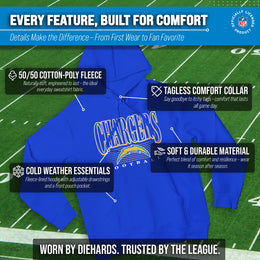 Los Angeles Chargers NFL Adult Unisex Overtime Blueprint Soft Fleece Hooded Sweatshirt - Royal