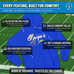 Los Angeles Chargers NFL Adult Unisex Retro Script Ultra Soft Fleece Hooded Sweatshirt - Royal