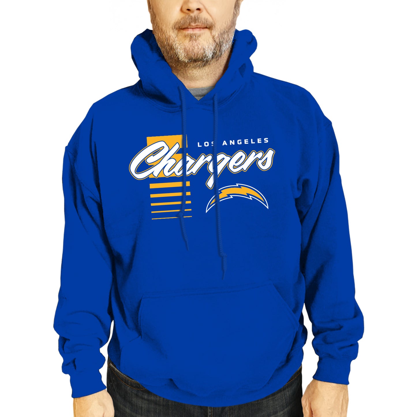 Los Angeles Chargers NFL Adult Unisex Retro Script Ultra Soft Fleece Hooded Sweatshirt - Royal