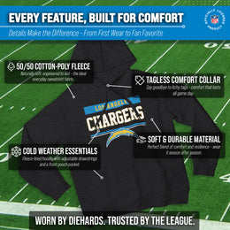 Los Angeles Chargers NFL Adult Gameday Charcoal Hooded Sweatshirt - Charcoal
