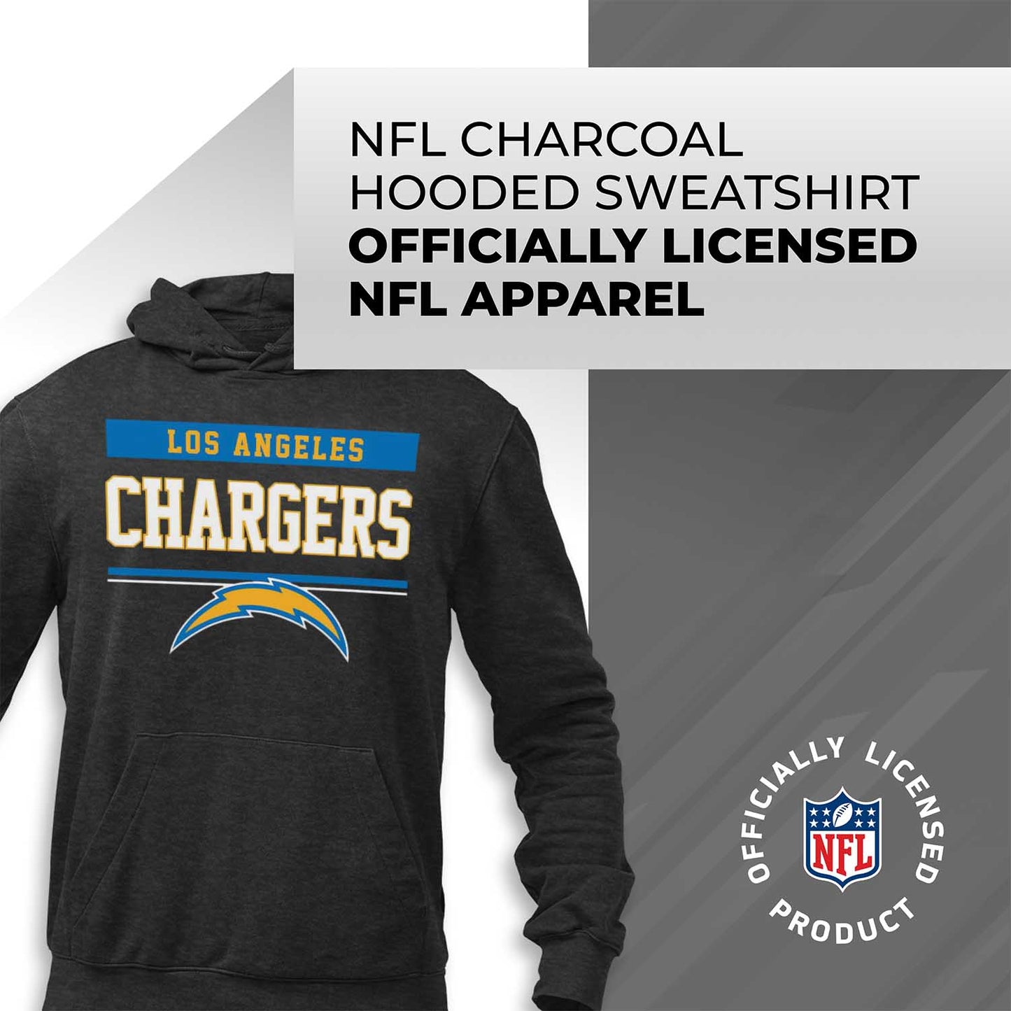 Los Angeles Chargers NFL Adult Gameday Charcoal Hooded Sweatshirt - Charcoal