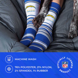 Los Angeles Chargers NFL Adult Striped Dress Socks - Blue