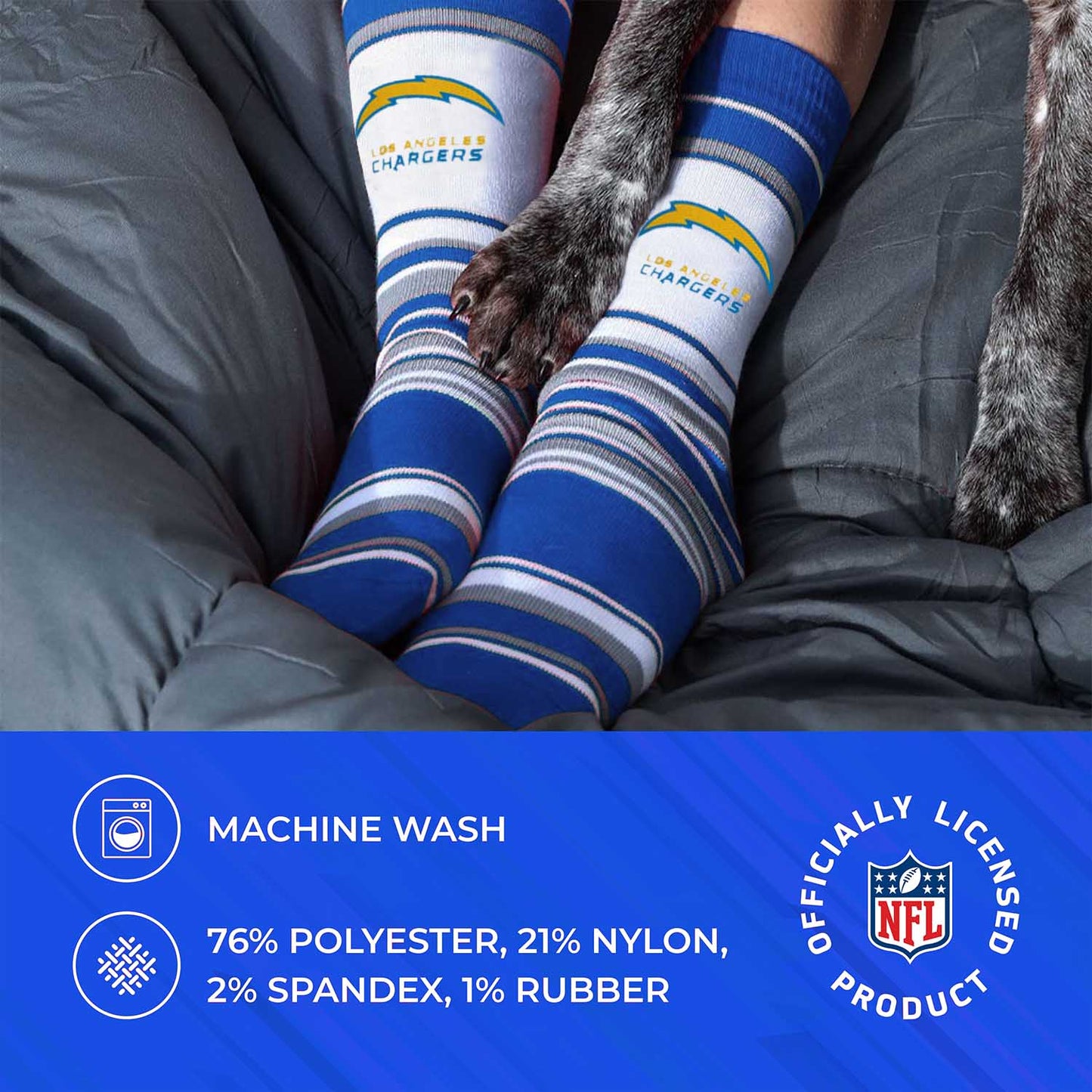 Los Angeles Chargers NFL Adult Striped Dress Socks - Blue