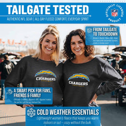 Los Angeles Chargers Women's NFL Ultimate Fan Logo Slouchy Crewneck -Tagless Fleece Lightweight Pullover - Charcoal